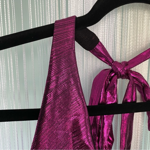 Magenta Metallic Halter Top NWT Size S - Picture 8 of 14